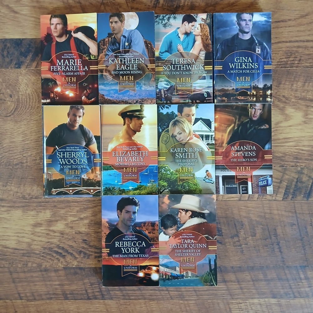 Lot of 10 Romance Men In Uniform Romance/Suspense Books Harlequin Silhouette PB